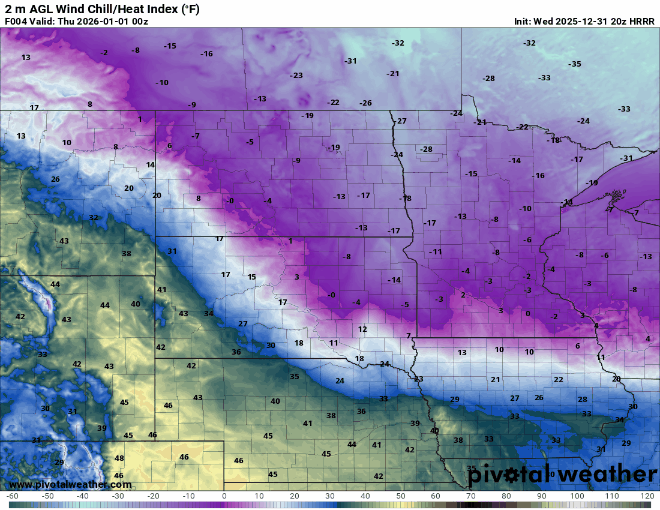 Wind chill forecast Wednesday 6 p.m. to Thursday 8 a.m. 