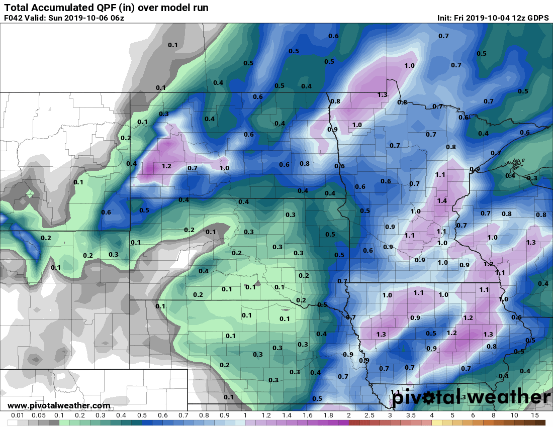 Canadian model rainfall output through Saturday