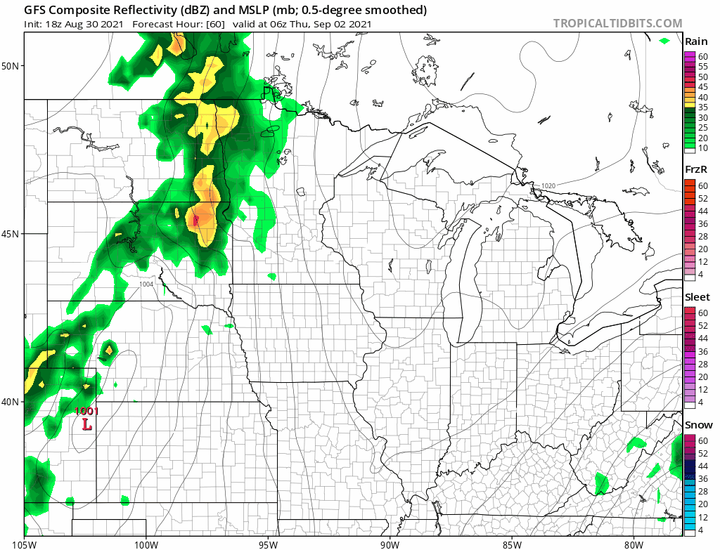 NOAA GFS model Thursday and Friday