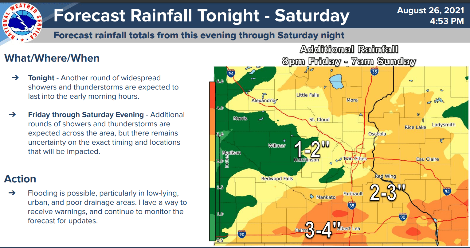 Rainfall outlook through Saturday night