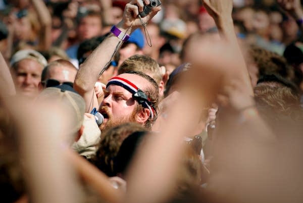 Tim Harrington of Les Savy Fav in the crowd at the Pitchfork Music Fest
