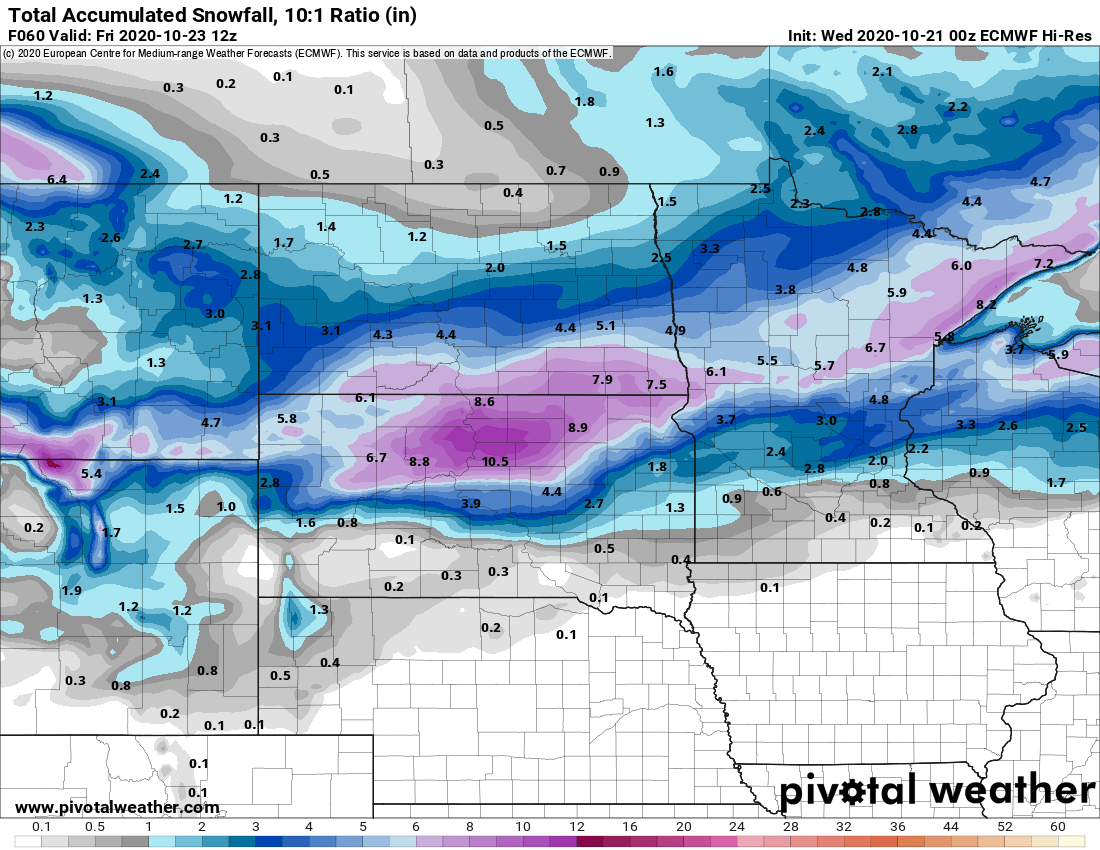 European model (ECMWF) snowfall output