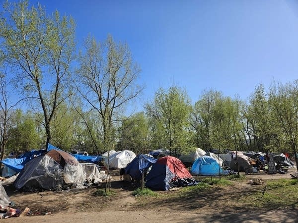 Tents among trees in a park