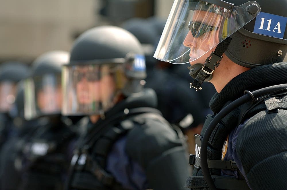Police watching protesters