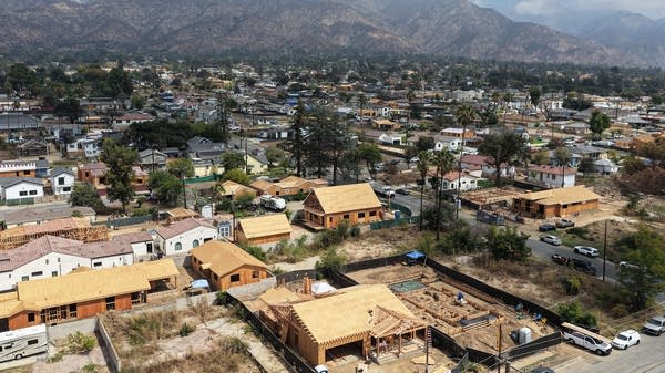 It can take an average of three to five years to rebuild after a wildfire. Above, an aerial view of Altadena on Sept. 17.