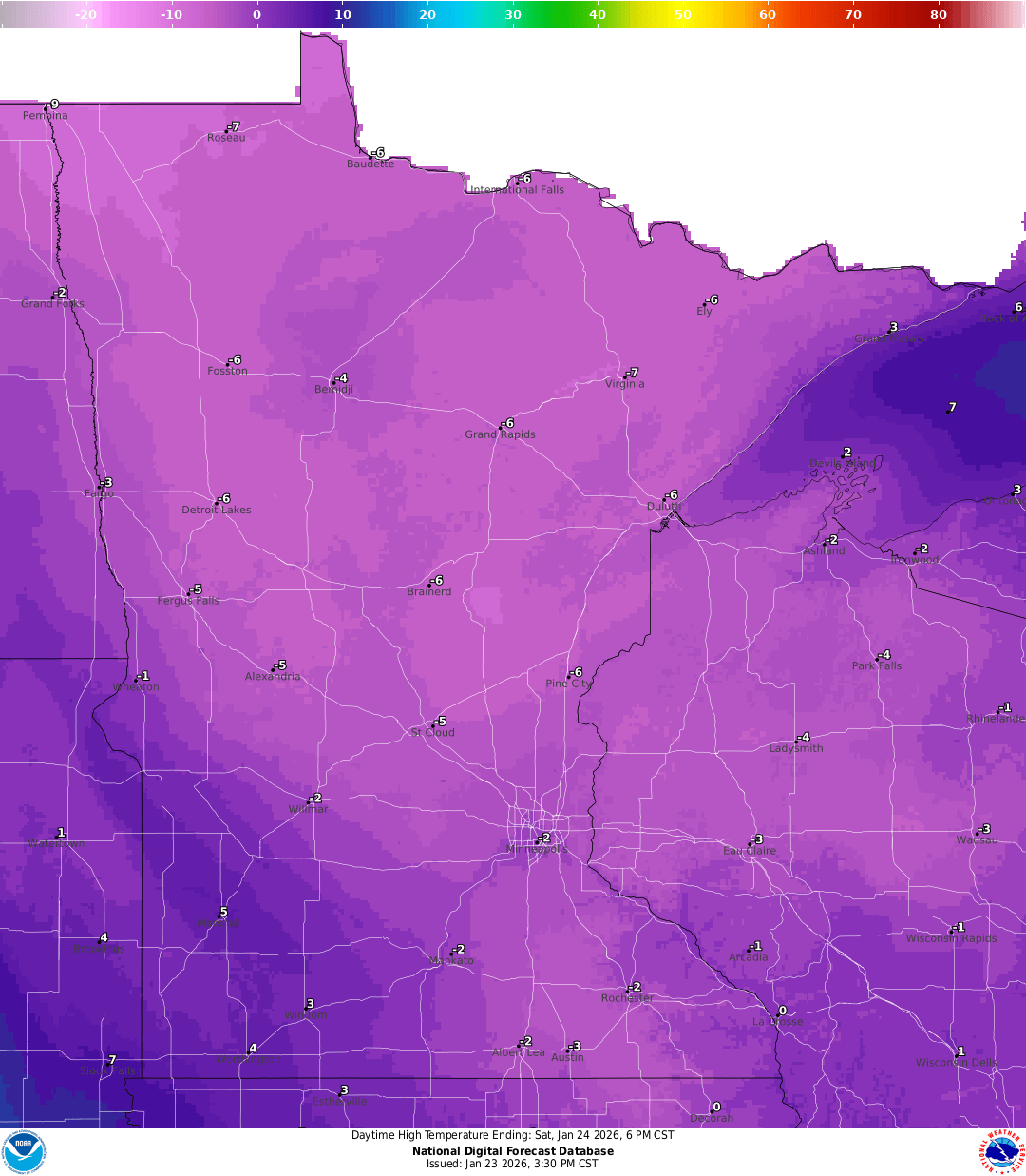 Highs for Saturday
