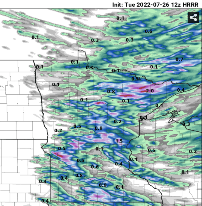 NOAA HRRR model rainfall