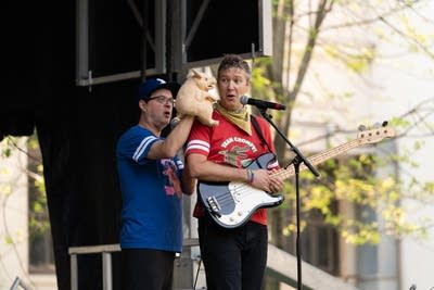 2 people performing on stage