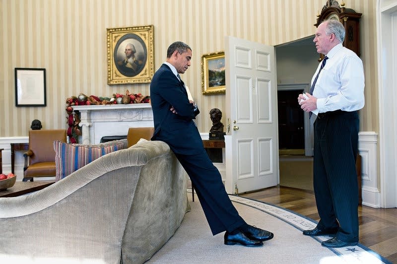 Obama learns of the Sandy Hook Elementary School shooting.