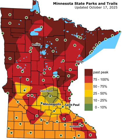 Fall colors peak north; Twin Cities start to pop this weekend