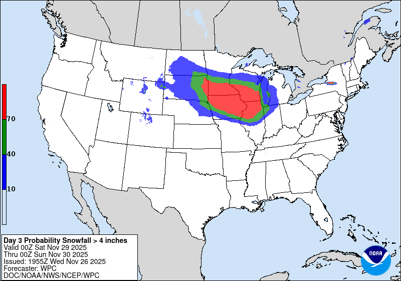 Probability for 4 inches of snow
