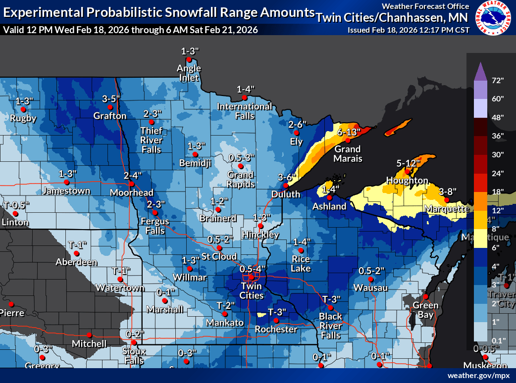 Snowfall projection for Minnesota