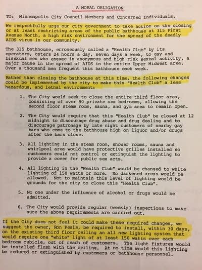 A letter with yellow highlighting 