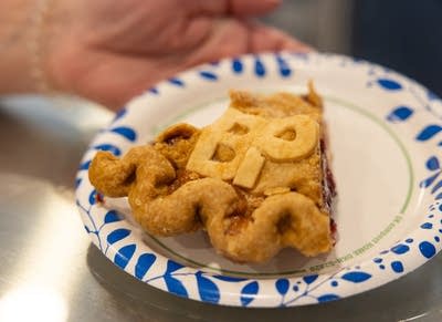 A slice of Blueberry Peach pie