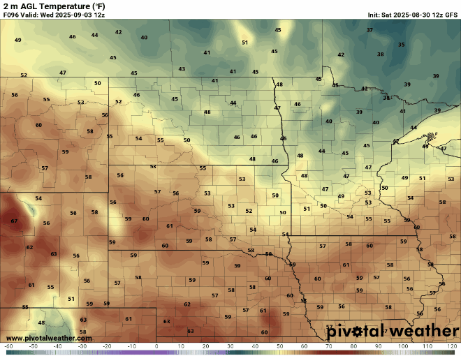 High temperatures for Wednesday and Thursday