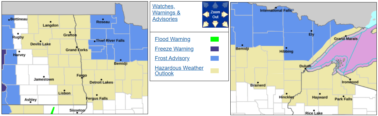 Frost advisory 1 a.m. to 9 a.m. Saturday