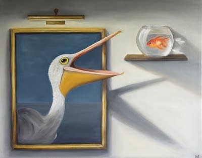 A painting of a bird