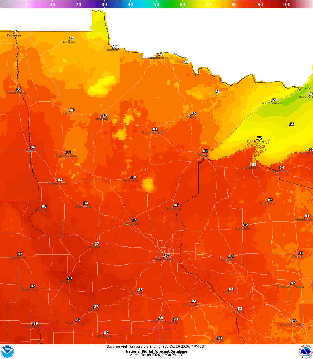 Highs for Saturday