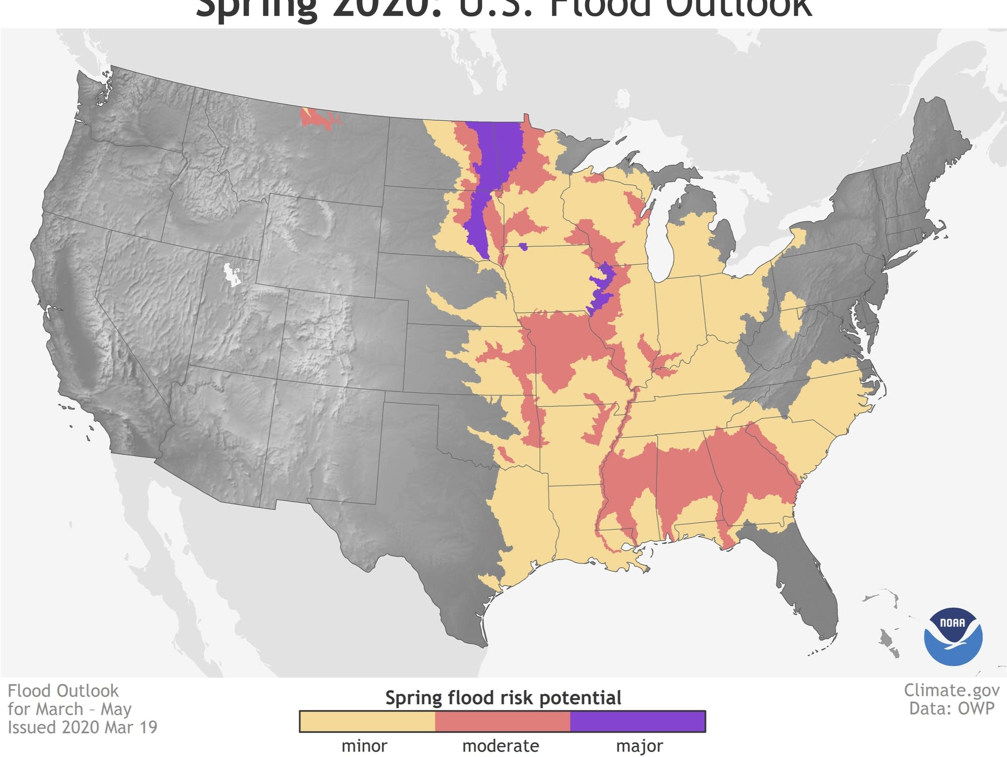 Noaa Flood Risk Map Major Spring Flood Risk Remains High For Red River | Mpr News