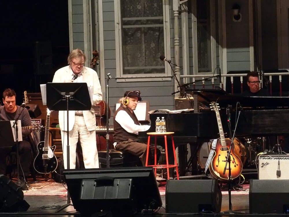 2:39 p.m. Saturday: Keillor and the band rehearse.