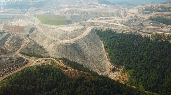 A large mountaintop coal mining operation in West Virginia.