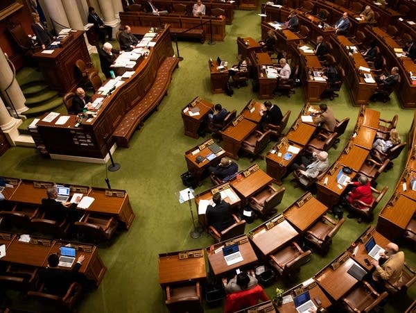 An overhead view of legislators at the Minnesota House