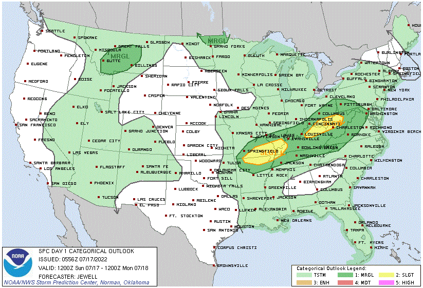 Severe weather outlook for Sunday