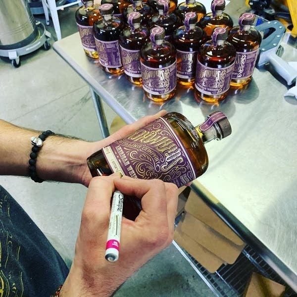 Bottles of craft whiskey, made in Wyoming.