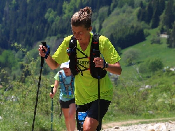 Courtney Dauwalter racing in Annecy, France at the Maxi Race 110 km.