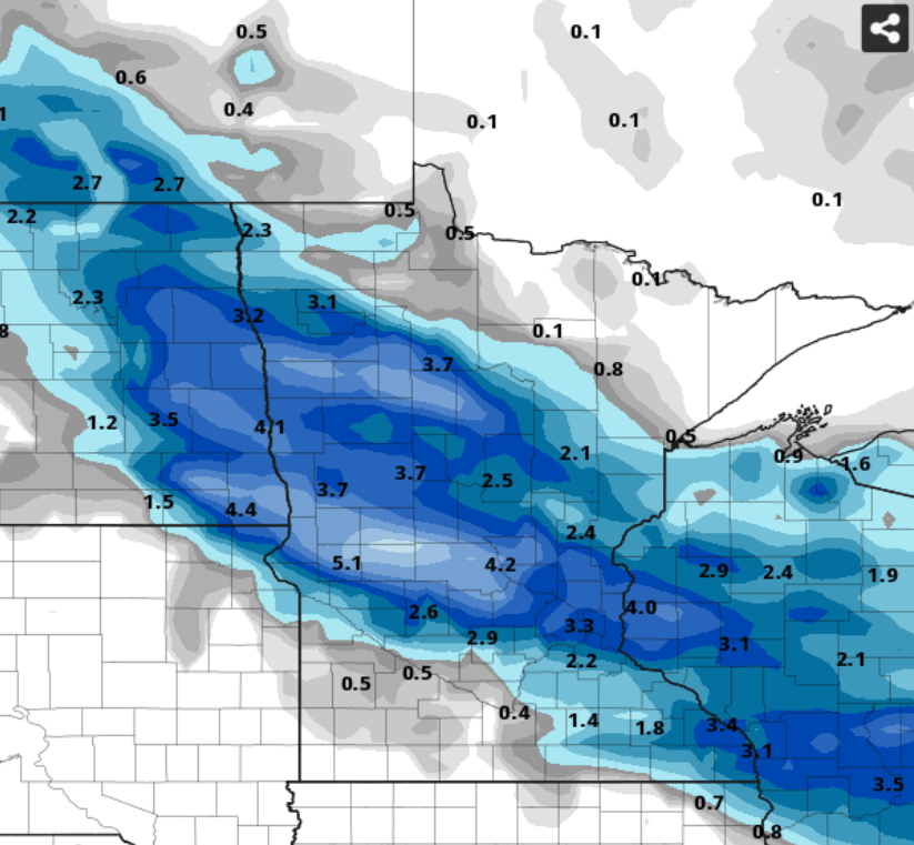 Snowfall projection this weekend