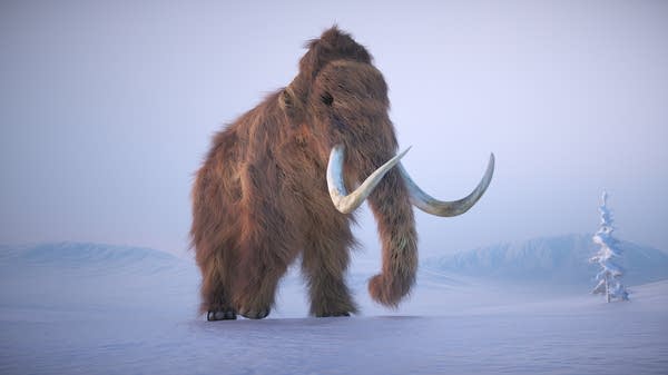 A 3D rendering of a woolly mammoth.