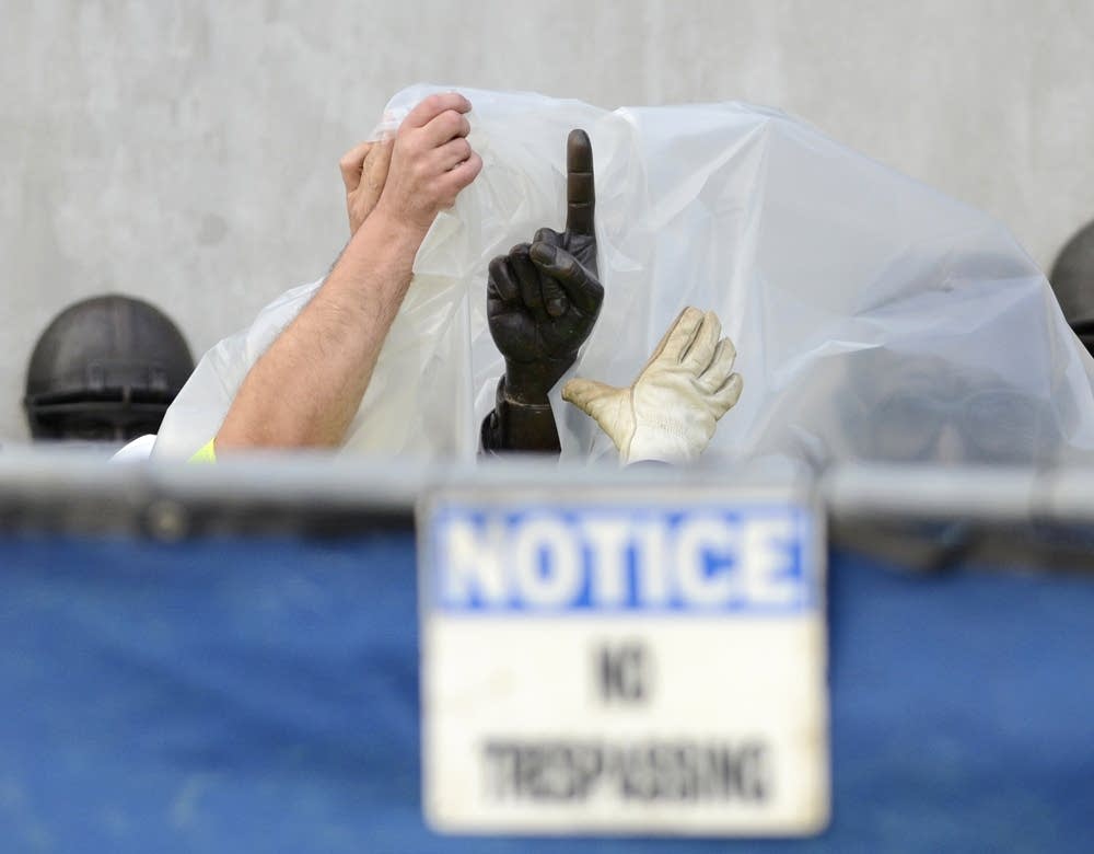 The famed statue of Paterno is taken down