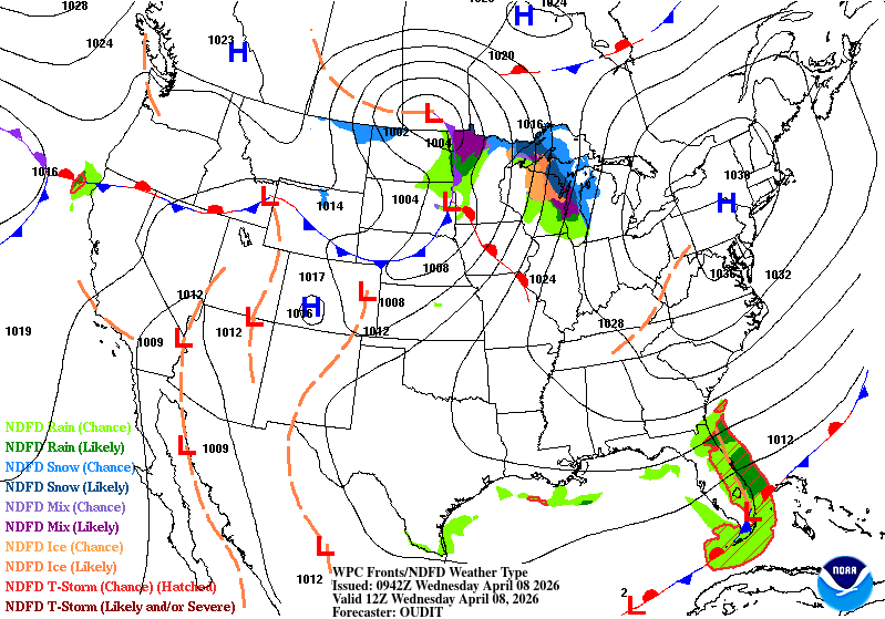 Surface analysis for Wednesday 7 a.m. 