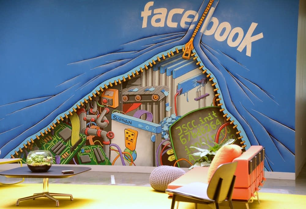 A mural at Facebook HQ