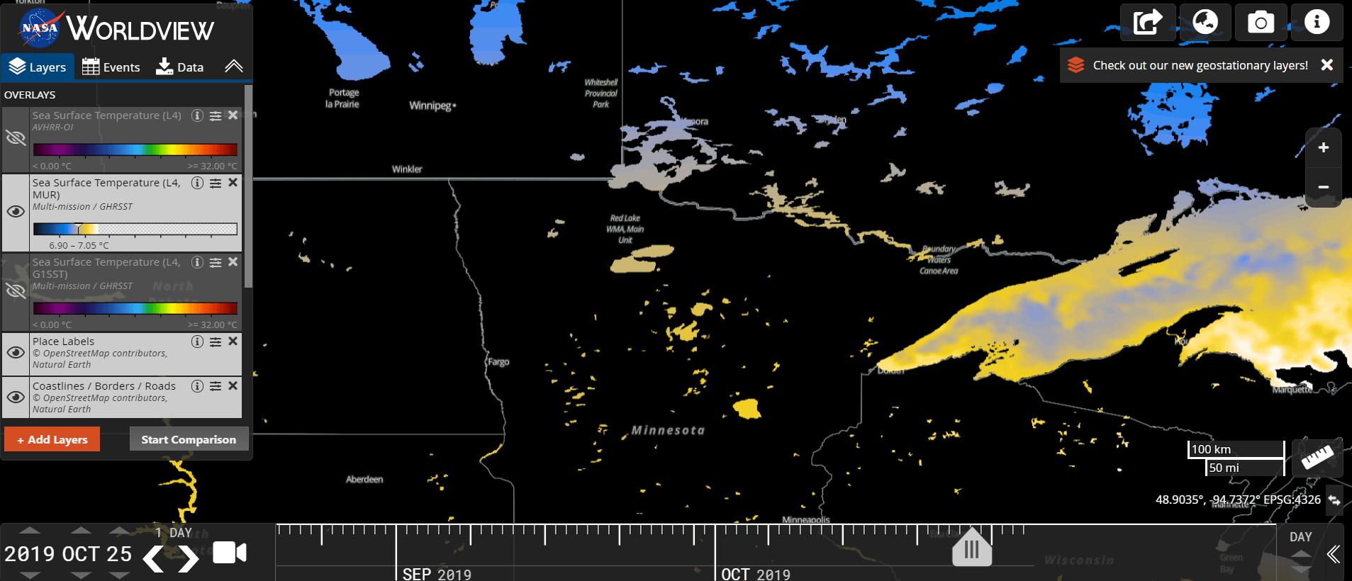 Water surface temperatures