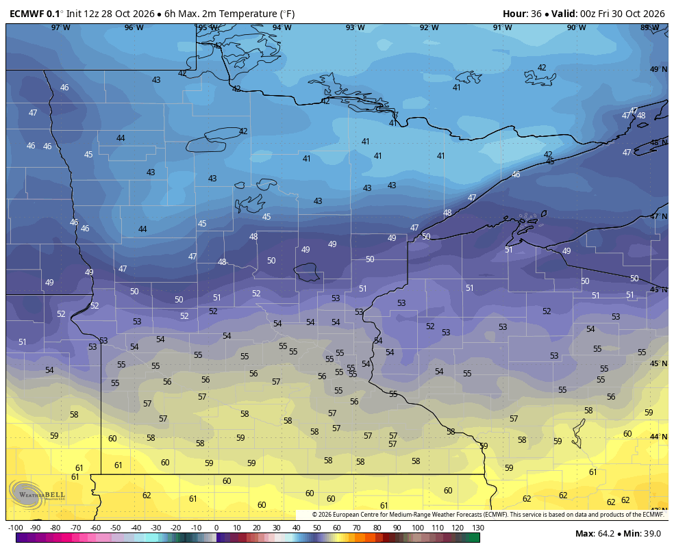 Sharply colder Thursday