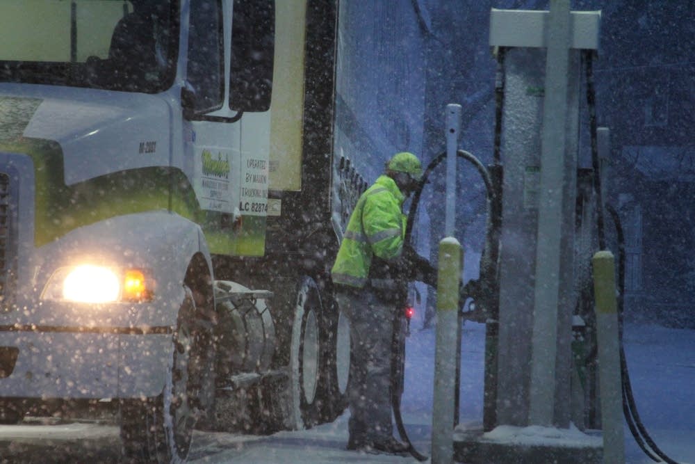 Snowing filling station