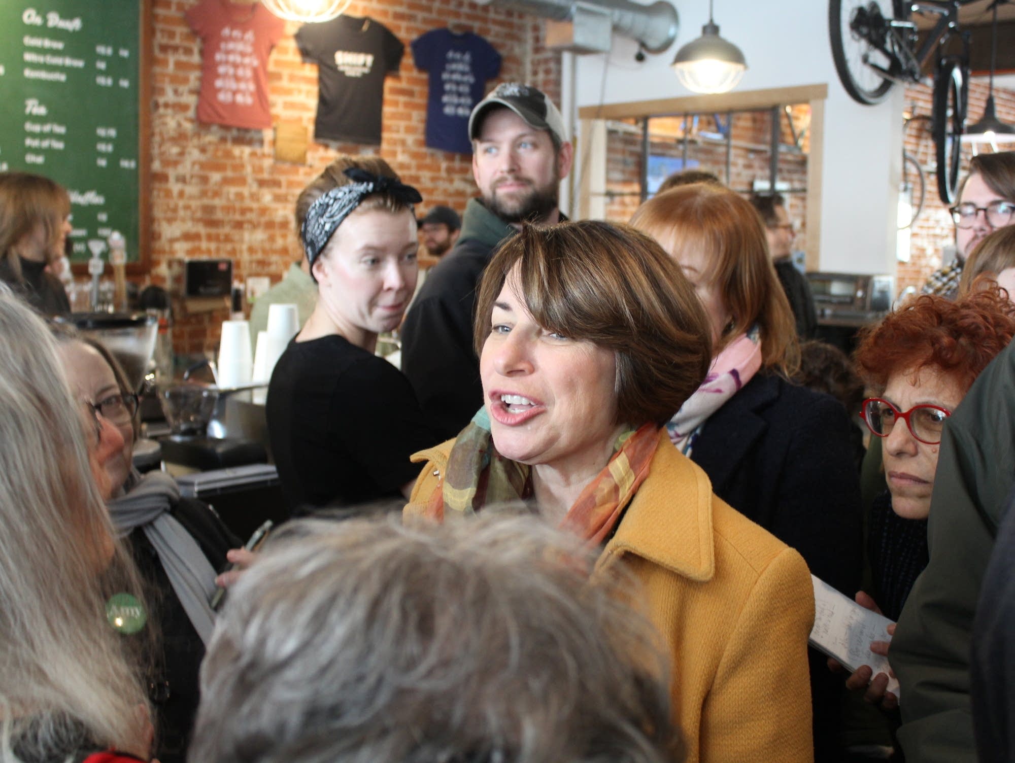 Amy Klobuchar speaks at a presidential campaign stop