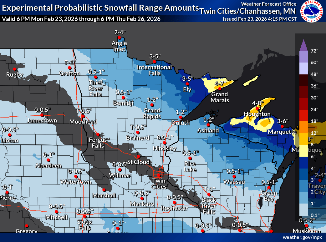 Snowfall projection for Minnesota