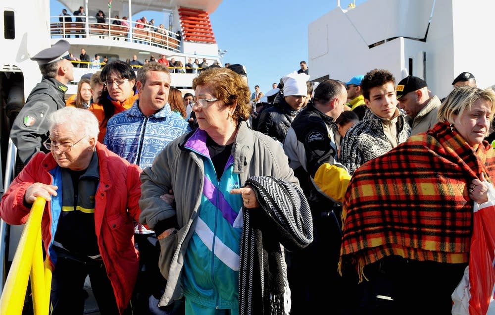 Passengers from cruise ship Costa Concordia