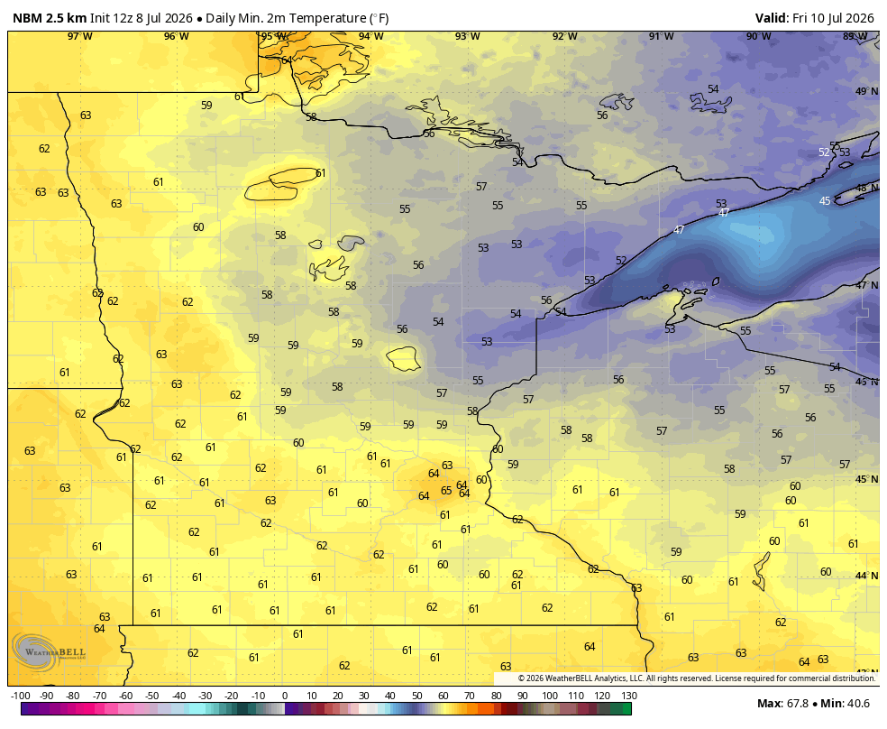 Low temps tonight