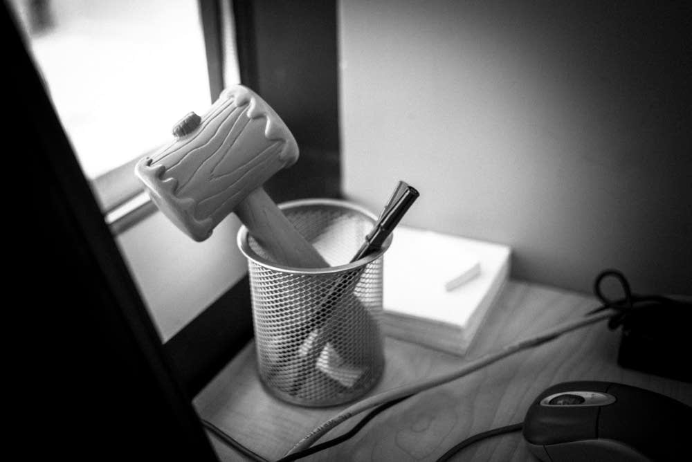 Mallet by computer in listening room