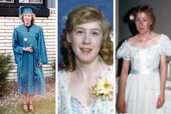 Three images of one girl are stitched together.