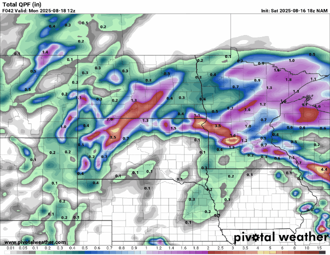 Quantitative precipitation forecast through Monday morning