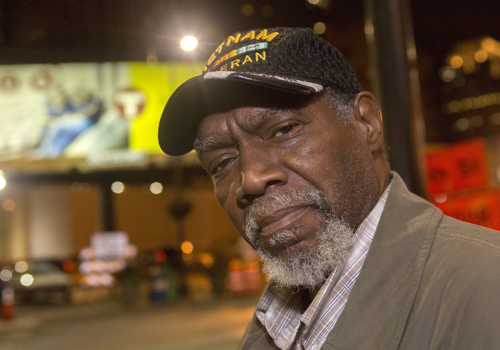 Vietnam veteran Vernon Patterson sits by the Loon Cafe.