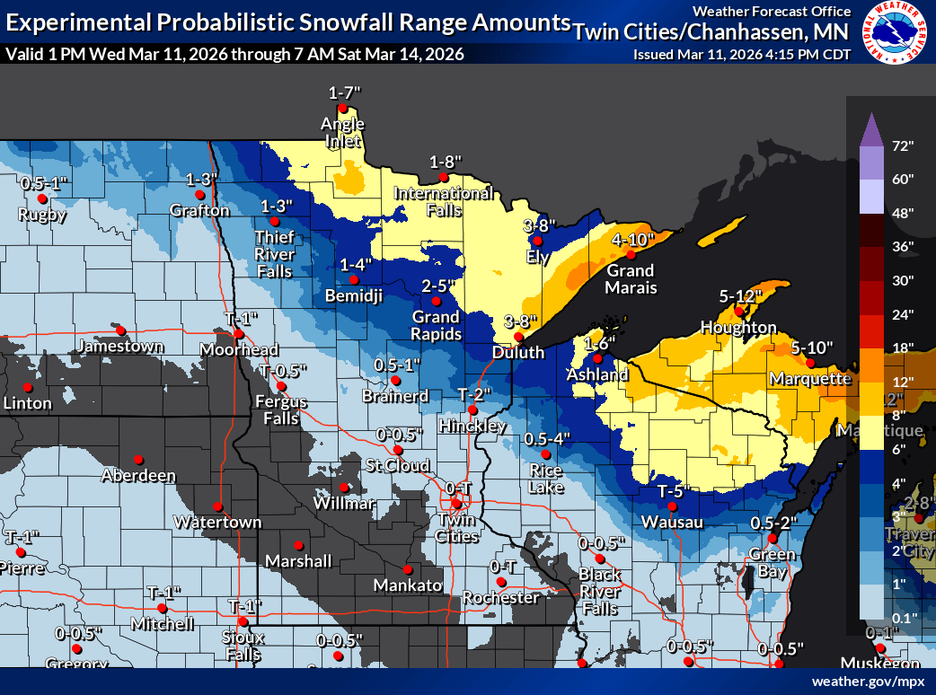 Snowfall projection for Minnesota