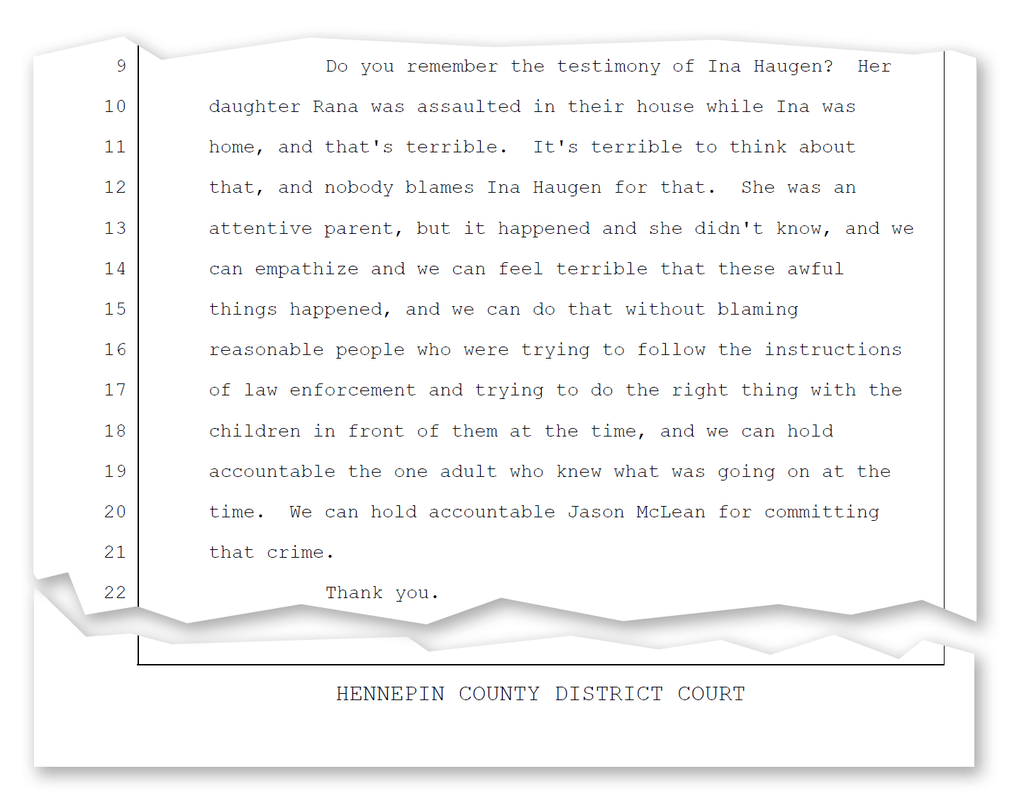 An excerpt from a court document