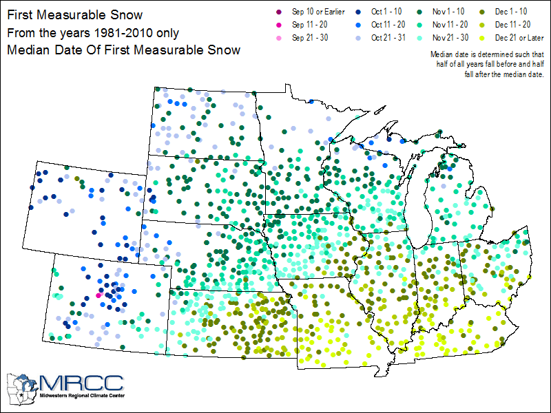 Average first snowfall date