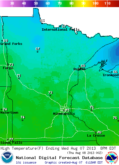 Wednesday max temperatures