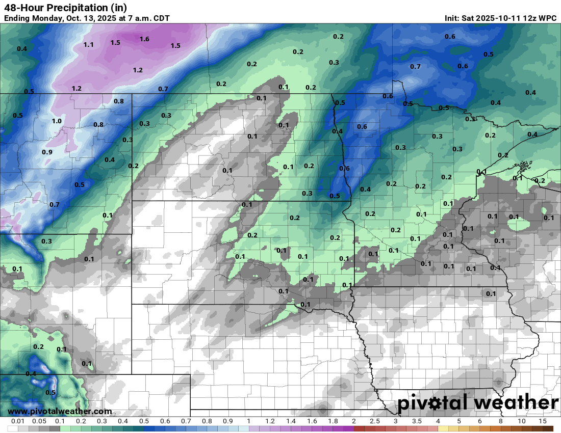 Quantitative precipitation forecast through Monday 7 a.m.